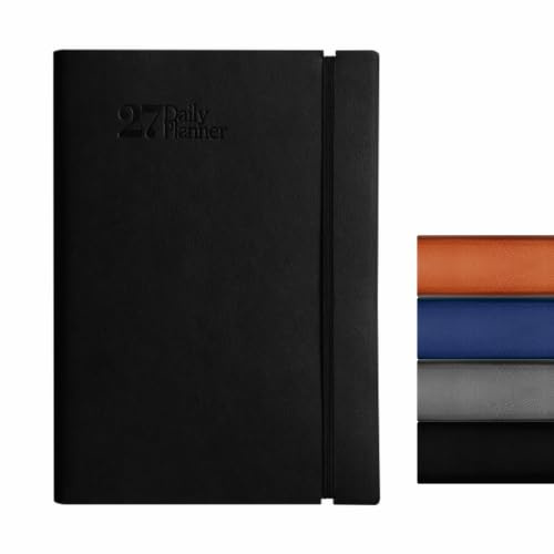 Anupam Flxy Terminkalender 2026 mit Daten - B5 80 GSM Papier 2026 Tagesplaner Vollseite pro Tag mit Monatskalender, 365 Tage Neujahrstagebuch, Flexibler Leder-PU-Einband, passender Gummibandverschluss