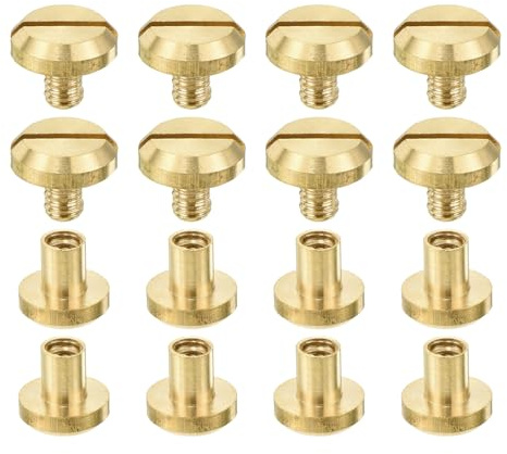 sourcing map 8 tornillos de latón Chicago, remaches cóncavos de cuero de 6 mm para cinturón, tornillo de fijación, remaches de clavo, sujetadores para cinturón de cuero, Jean, bricolaje