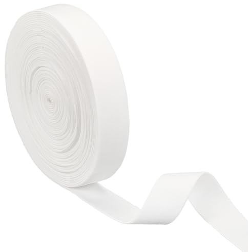 BENECREAT 11 m Bande Élastique en Peluche Blanche Bande Élastique Plate en Polyester de 25mm de Large Élastique de Couture Confortable pour Projet de Couture de Bricolage Accessoires de Vêtements