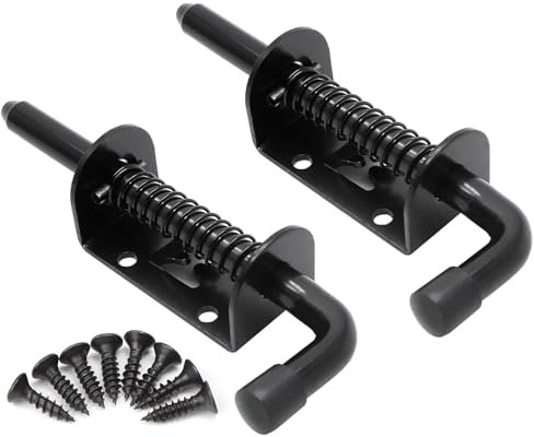 Litensh Chiavistello a molla da 12,7 cm, in acciaio inossidabile 304, chiavistello scorrevole per porta per fienile, garage, capannone, armadio, rimorchio, chiavistello, 128 mm, nero, 128 mm