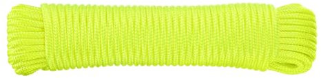 sourcing map Corda di nylon intrecciata solida da 0,9 cm x 1,5 m, multiuso, in polipropilene, corda multiuso per campeggio, bandiera, palo da arrampicata, nodo, giallo