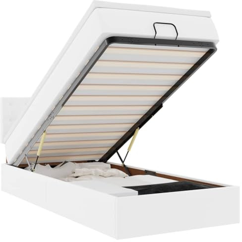 vidaXL Ottoman-Bett mit Matratzen & LEDs Reinweiß 80x200 cm Kunstleder