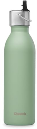 QWETCH - Bouteille Isotherme Active Vert Tilleul 600ml - Gourde avec Bouchon Sport - 24h Froid et 12h Chaud - Etanche & Compacte
