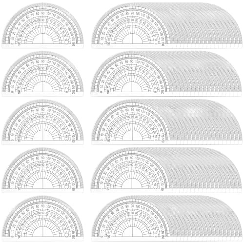 Nicunom 100 Pack Plastic Protractor 180 Degree Math Protractors Geometry Student Protractor, 4 Inches, Clear