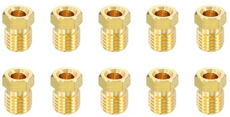 sourcing map 10 dadi in ottone per tubi da 4 mm, dadi per tubi dell'olio, raccordi in ottone per tubi ad aria compressa per acqua, olio, aria