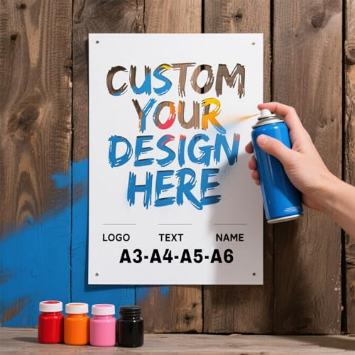 Personalisierung Schablonen zum Sprühen,Anpassbares Logo und Text, Polyester folie/PVC, Wiederverwendbar,für Wandgraffiti, Holzschild, Papier, Stoff, Keramik, Kunststoff