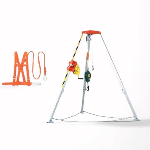 Industrial Tripod Rescue Equipment HeavyDuty Aluminum Fall Arrest System with SelfLocking Winch Essential Pipe Rescue Kit Safe Lifting Gear for Professionals.