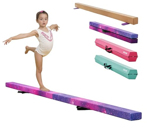 VEVOR Schwebebalken Gymnastik Kinder klappbar 2,38 m,136,1 kg belastbarer Gymnastikbalken mit rutschfesten Unterseiten, Balance Balken Balancierbalken mit Tragetasche für Fitnessstudio, Galaxy