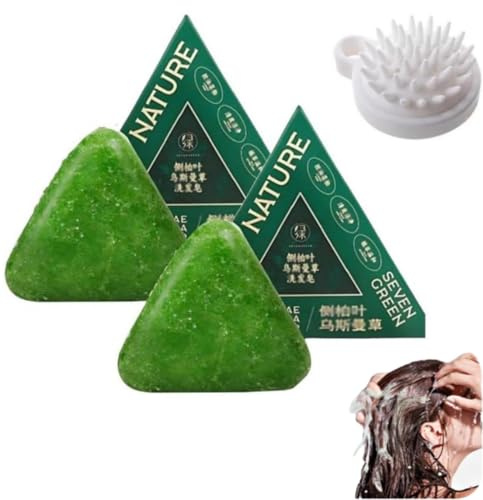 Nature Triangle Shampoo Bar, Nature Seven Green Soap schampo, fast naturligt växtbaserat schampo, skonsam rengöring och närande vård för friskt hår