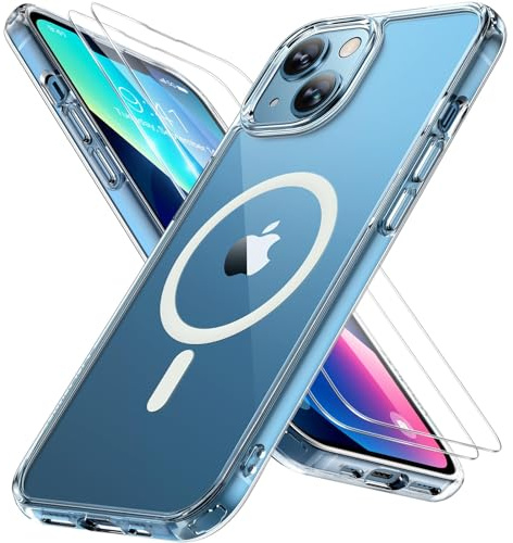 Miracase für iPhone 13 Hülle mit Magsafe & 2 9H+ Panzerglas, Klar | [TOP Militärschutz & Magnetkraft] Stoßfest Kratzfest mit Samtiger Haptik Extrem Langlebig Handyhülle für iPhone 13 6,1