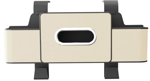 3-in-1-Auto-Rücksitz-Organizer mit Getränkehalter – universelle hängende Rücksitz-Aufbewahrungsbox mit Taschentuch- und Müllfächern, Haken für Handys, Getränke und Reiseutensilien (Beige)