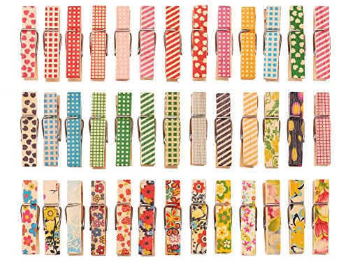 DECORA 3.5cm/1.38in Colorful Painted Wood Clothespin 100 Pieces for Photo Clips Scrap Booking Crafts Gift Wrapping