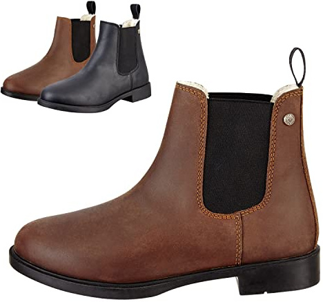 SUEDWIND FOOTWEAR Chelsea Boot Nova Jodhpur Winter – Schwarz & Braun 29-46 | Bequeme Stiefelette aus Echtleder – Schuh Schlupf Stiefel in Waxy-Oily Rindsleder – robuste Gummisohle & Teddyfell