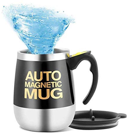 Mengshen Tazza con Miscelatore/Auto Magnetic Mug Self Stirring Coffee Cup for Coffee/Tea/Hot Chocolate/Cocoa Protein 400ml, A006M Black