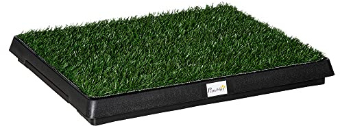 PawHut Litière Bacs à litières pour Chiens 63L x 51l x 6H cm Noir Vert