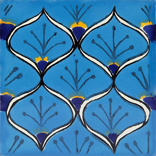 Cerames Mexikanische Keramische Fliesen Juanma - 30 dekorative mexikanische mosaik fliesen für Badezimmer, Küche, Dusche, Treppen, Küchenrückwand | Keramikmosaikfliesen 10,5x10,5 cm