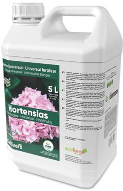 CULTIVERS Organic Liquid Hydrangea Fertilizer 5 L. Increased Flowering and Intensifies Color. Healthy and Strong Plants. 100% Natural Fertilizer