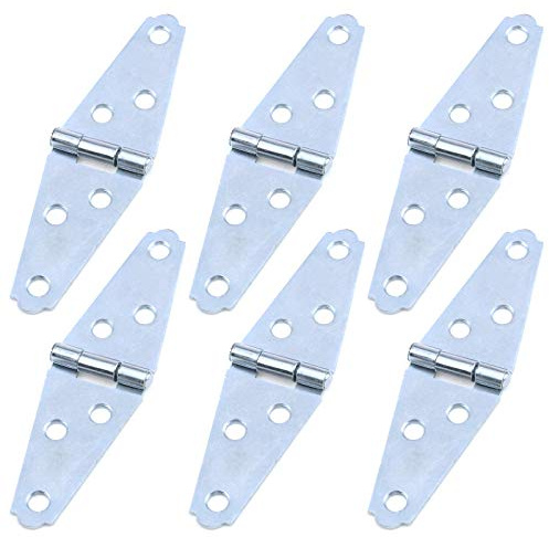 Geesatis 2 inch Strap Hinges Heavy Duty Gate Hinges Cabinet Latch Door Hinge with Mounting Screws,Iron,Silver Color,Pack of 6