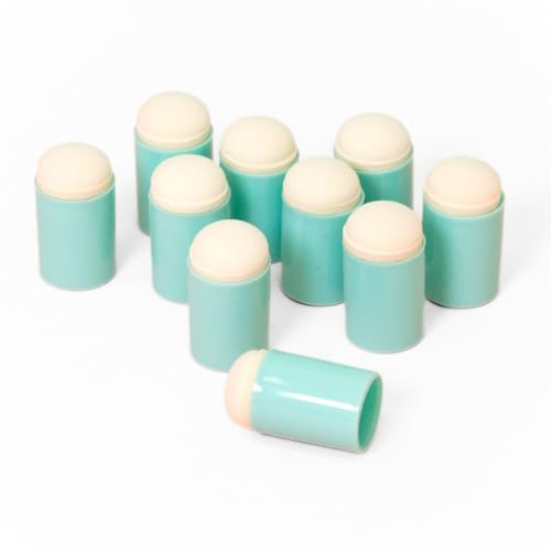 Craftelier - Set mit 10 Fingerhutschwämme zum Färben, Mischen, Auftragen und Vermengen von Farbtinten | Größe Ø 1,7 cm und Fingerhutgröße 2,8 cm x 1,7 cm | Farbe Türkis und Weiß