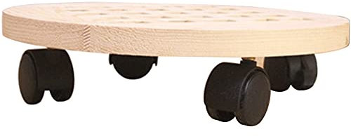 Pflanzenroller Nordic Einfaches Dickes Kiefern-Blumentopftablett Mit Rädern, Tragbarer Runder Pflanzenständer Für Balkonflur, 4 Größen Zur Auswahl (Color : A, Size : 40cm)