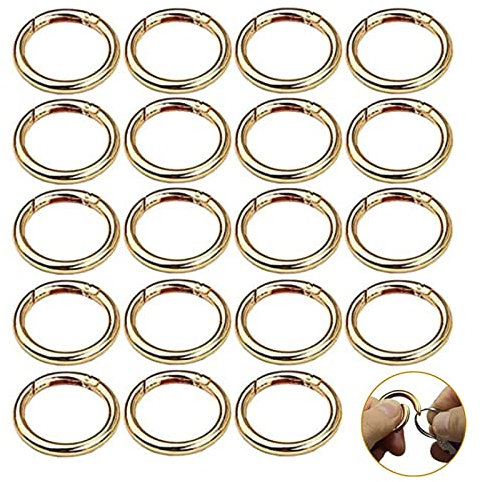 20 Stück Runde Karabiner 33mm Gold - Zinklegierung Snap Haken Verbinder Ringe, Snap Sprung Ringe für Bastelarbeiten und Taschenzubehör Schlüsselring Schnalle