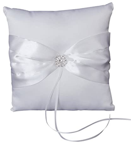 HEALLILY Blumenmädchen-Korb-Hochzeit Kniende Kissen Für Hochzeiten Hochzeitsring Schmuck Ringe Strassring Romantisch Geschenk Besticktes Band Weiß Strasssteine Hochzeitskissen Braut