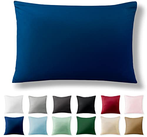 Alreya Renforcé Kissenbezug 50 x 75 cm - 100% Baumwolle mit Reißverschluss, Superweicher Kopfkissenbezug 50x75, Kissenhülle, Blau, nur Kissenbezug