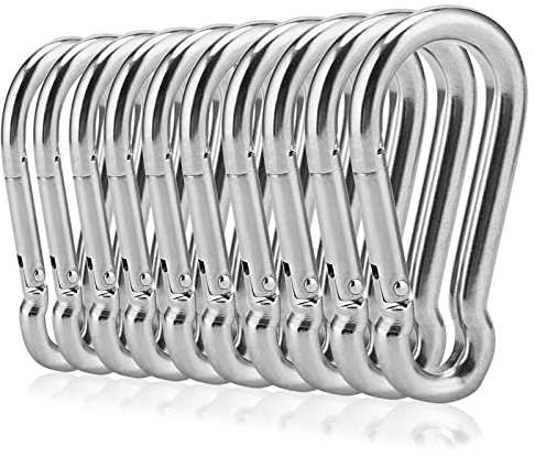 KOHAND 10 ganci a molla in acciaio inox M8, resistenti ganci a molla, connettore rapido in metallo, per campeggio, escursionismo, capacità di carico 226,8 kg