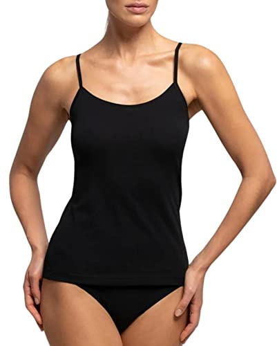 Confezione da 2 Canottiera Donna Cotone Spalla Larga e Spalla Stretta Donna Intimo Cotone Maglia Intima (IT, Testo, M, Regular, Regular, Canotta Nera Spalla Stretta)