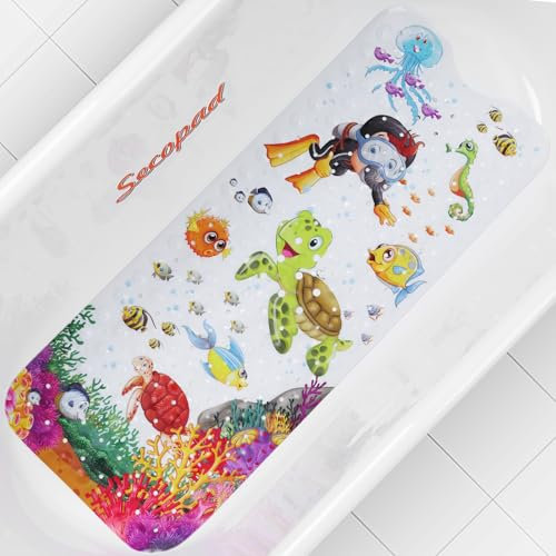 Secopad Original Antirutschmatte Badewanne Baby, 100x40 cm Badewannenmatte rutschfest Kinder, Badematte Kinder Badewanne oder Dusche, 100% BPA frei & Maschinenwaschbar