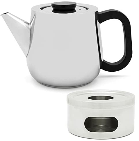 Bredemeijer Edelstahl Teekanne 1.0 Liter einwandig mit innenliegendem Tee-Filter Sieb-Einsatz - kleiner Teebereiter mit Teewärmer