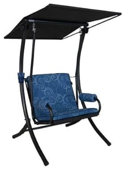 Angerer Freizeitmöbel GmbH Hollywoodschaukel 1-Sitzer Royal - Gartenschaukel Made in Germany - Schaukel zum Sitzen und Entspannen - einfache Montage (Grau-Blau Geblümt)