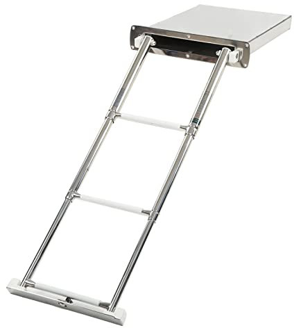 Foldable 3 Steps Ladder 316 Stainless Steel Telescopic Adjustable Hidden Boat Accessories Fit for Boat Yachts Stern Swimming Pool Mount
