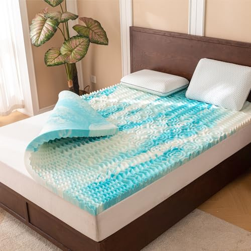 Erdoru Mattress Topper Queen - 2 Inch Gel Memory Foam Mattress Topper Queen Size for Back Pain, CertiPUR-US Certified, Blue