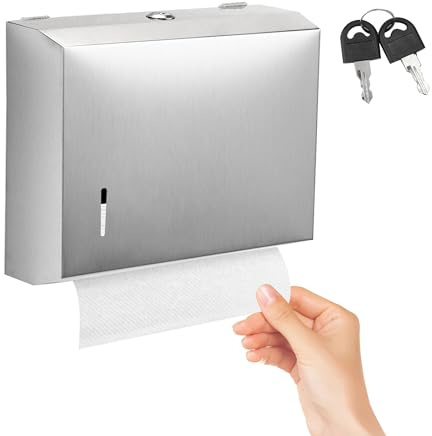 YKUKIZEE Commercial Paper Hand Towel Dispensers, Wall Mounted Paper Hand Towel Holder Stainless Steel, Lockable Tissue Dispenser Wall Mounted for C/Z Fold Towels Hotel Bathroom Restaurant Office