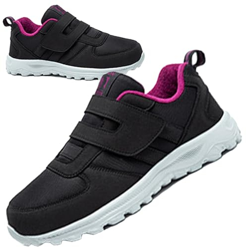 AEHO Scarpe per diabetici Scarpe Uomo Donna a Strappo Ginnastica Tennis Fitness Camminata Larghe per Diabetici in Memory Foam Scarpe Uomo Ortopediche,Women Black,41/255mm