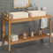 Genérico Mueble tocador Madera Teca Maciza con lavabos de mármol Crema,Tocadores de baño-3058167