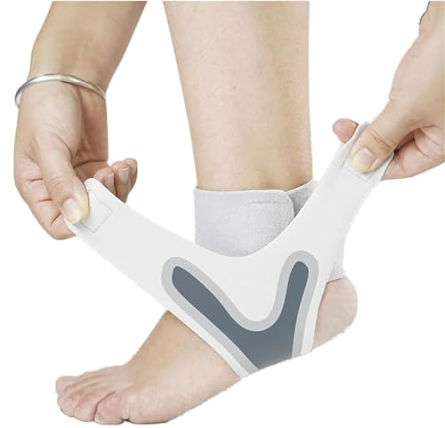 Ankle Brace Support Sleeves, 1 Pair Adjustable Elastic Sports Ankle Brace Sleeves, Ankle Fixation Bandage for Relieve Pain Exercise Arthritis Metatarsal Fasciitis Arch Support Basketball (White, XL)
