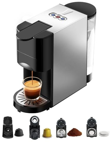 Dopetal 4 in 1 coffee machine, compatible with Dolce Gusto, Nespresso capsules, ground coffee, espresso machine with 1450W heating element