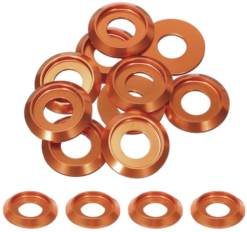 QUARKZMAN Lot de 10 Rondelles Coniques Diamètre du Trou 8mm/0,31 (Orange) | M8, Rondelles en Aluminium pour Vis RC/FPV/PC/Drone/Accessoires Mécaniques