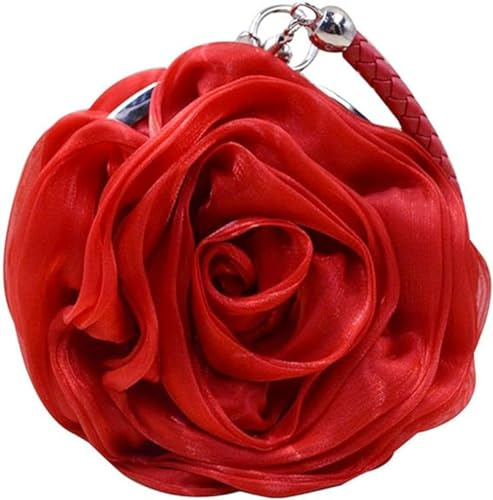 Fioeyr Women's Satin Flowers Evening Clutch Elegant Party Prom Wedding Evening Handbag Purse Chain Crossbody Shoulder Bag