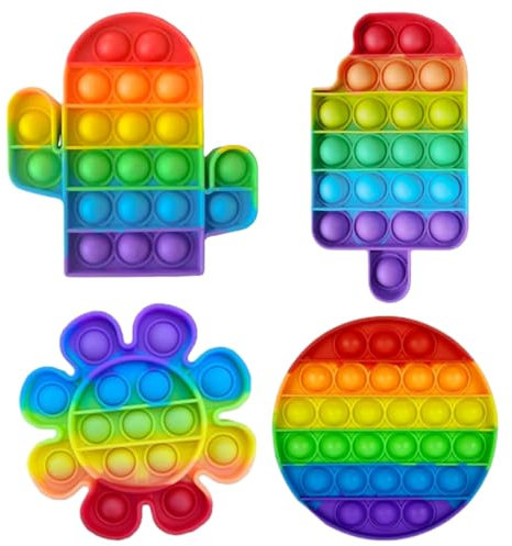 4er Pack Pop-Bubble-Fidget-Set - Linderung von Angstzuständen, Autismus, Anti-Stress Spielzeug - Silikon Kindergeburtstagsparty-Geschenke für Kinder und Erwachsene