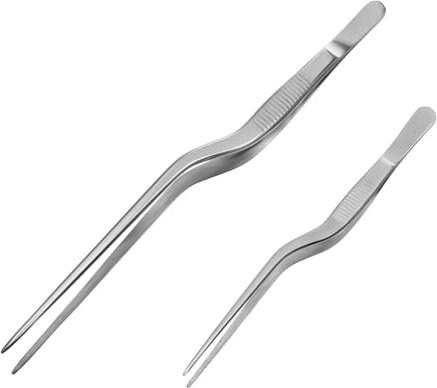 Amosfun 6pcs Heavy Duty Long BBQ Tongs Stainless Steel Tweezers Hair Removing Tool for Cooking