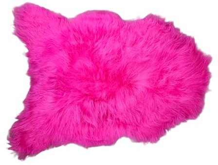 Provellus Premium Island Lammfell Schaffell Bunt Gefärbt Weich Fell Teppich Multicolor (Fuchsia, 100-120cm x 50-65cm)