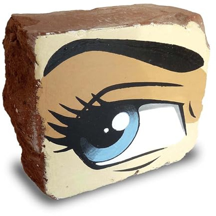 Buchstütze Ziegelstein Backstein Blaues Auge Pop Art | Regaldeko, Comic, Upcycling