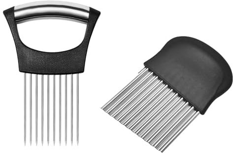 Ginddy 2 Piezas Cortador de Cebolla y Verduras Profesional - Juego de Pica Verduras Manual y Cuchilla Ondulada de Acero Inoxidable 304 Patatas, Ensaladas, Carnes y Cebolla Tierna