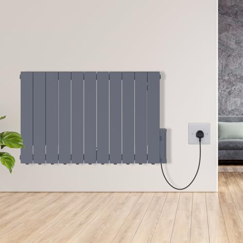 Warmehaus 2000W Electric Oil Filled Radiator Wall/Freestanding Anthracite | Wifi Oil Filled Radiator with Timer Thermostat, Smart Wifi Electric Radiator Wall Mounted, Portable Slimline Radiator Heater