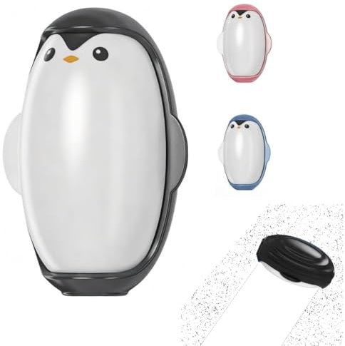 Pinguino - Rodillo de silicona lavable, portátil y compacto, apto para ropa y todas las superficies (negro)