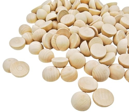 100 piezas de medias esferas de madera de 30 mm, naturales y sin tratar, para manualidades y proyectos DIY