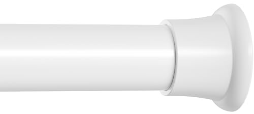 1PCS Shower Curtain Pole 76-160cm Extendable Curtain Poles White Adjustable Spring Tension Rod Tension Rods for Curtains Shower Pole for Bathroom, Kitchen and Bedroom